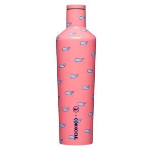 Vineyard Vines x Corkcicle Tumbler 25oz Canteen Pink with Blue Whales New